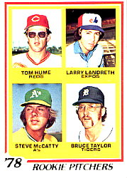 1978 Topps Baseball Cards      701     Tom Hume/Larry Landreth/Steve McCatty/Bruce Taylor RC